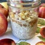 full shot of mason jar with apple crisp overnight oats