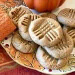 Vegan pumpkin spiced peanut butter cookies on a plate