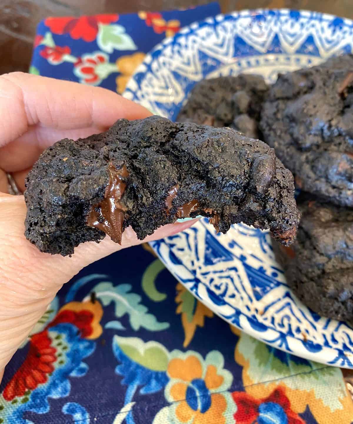 Fudgy Oil-Free Midnight Chocolate Chunk Cookies - Audrey Dunham